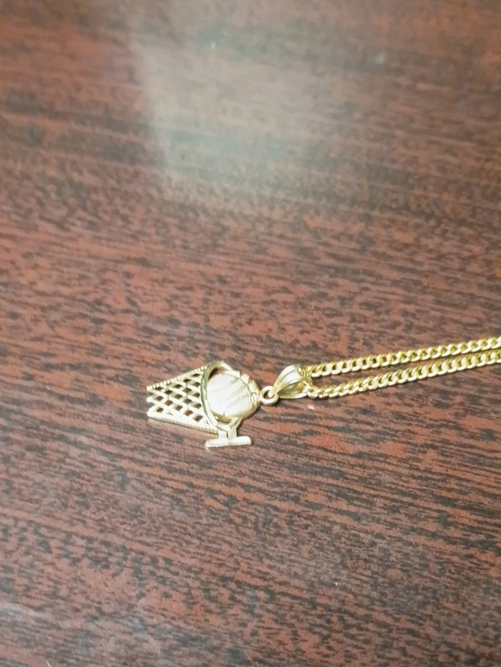 10k Basketball & Hoop Pendant Real Gold 10kt Pendant Only Yellow Gold Real
